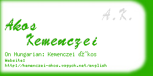 akos kemenczei business card